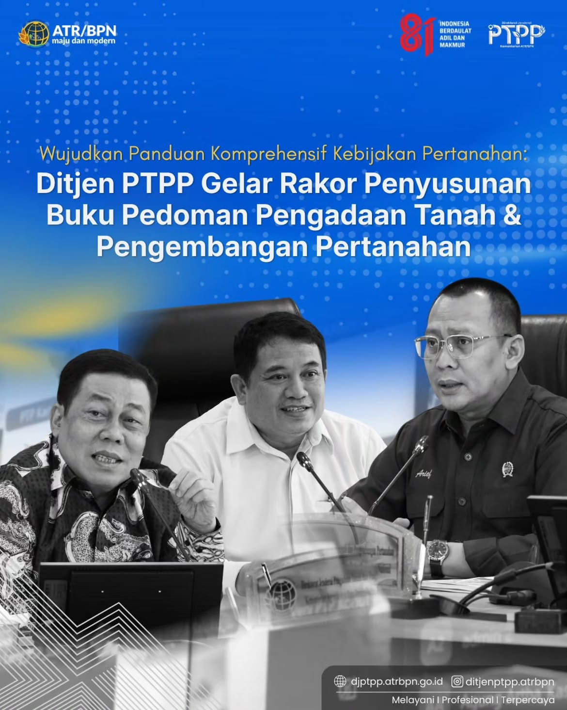 Direktorat Jenderal Pengadaan Tanah dan Pengembangan Pertanahan (Ditjen PTPP) menyelenggarakan Rapat Koordinasi guna membahas usulan rancangan sekaligus pemaparan kerangka Buku Pertama Pedoman Pengadaan Tanah bagi Pembangunan untuk Kepentingan Umum. Pertemuan ini diselenggarakan secara luring di Ruang Rapat 201, Lantai 2, Ditjen PTPP, serta secara daring