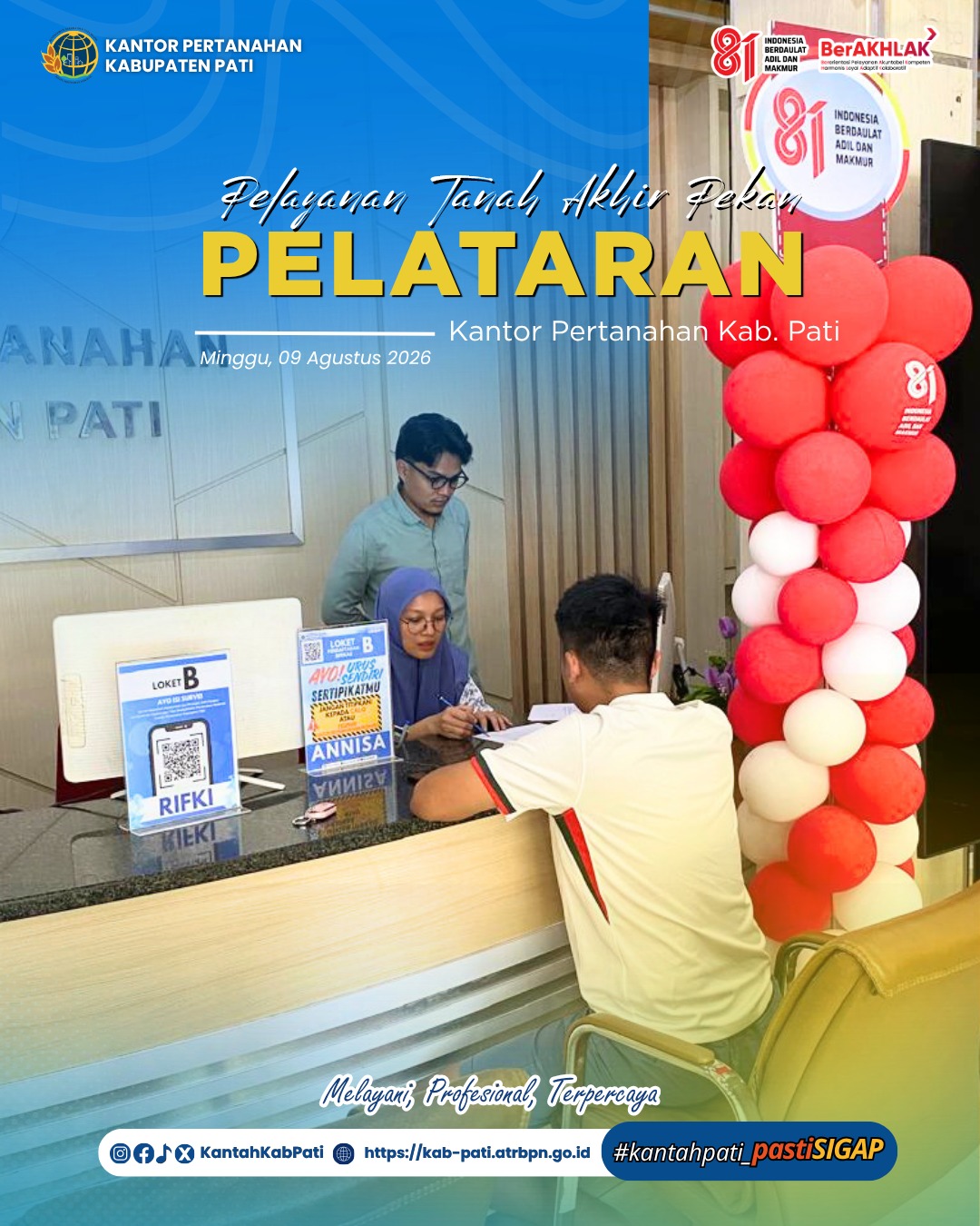 Kantor Pertanahan Kabupaten Pati kembali menghadirkan inovasi pelayanan publik melalui program PELATARAN