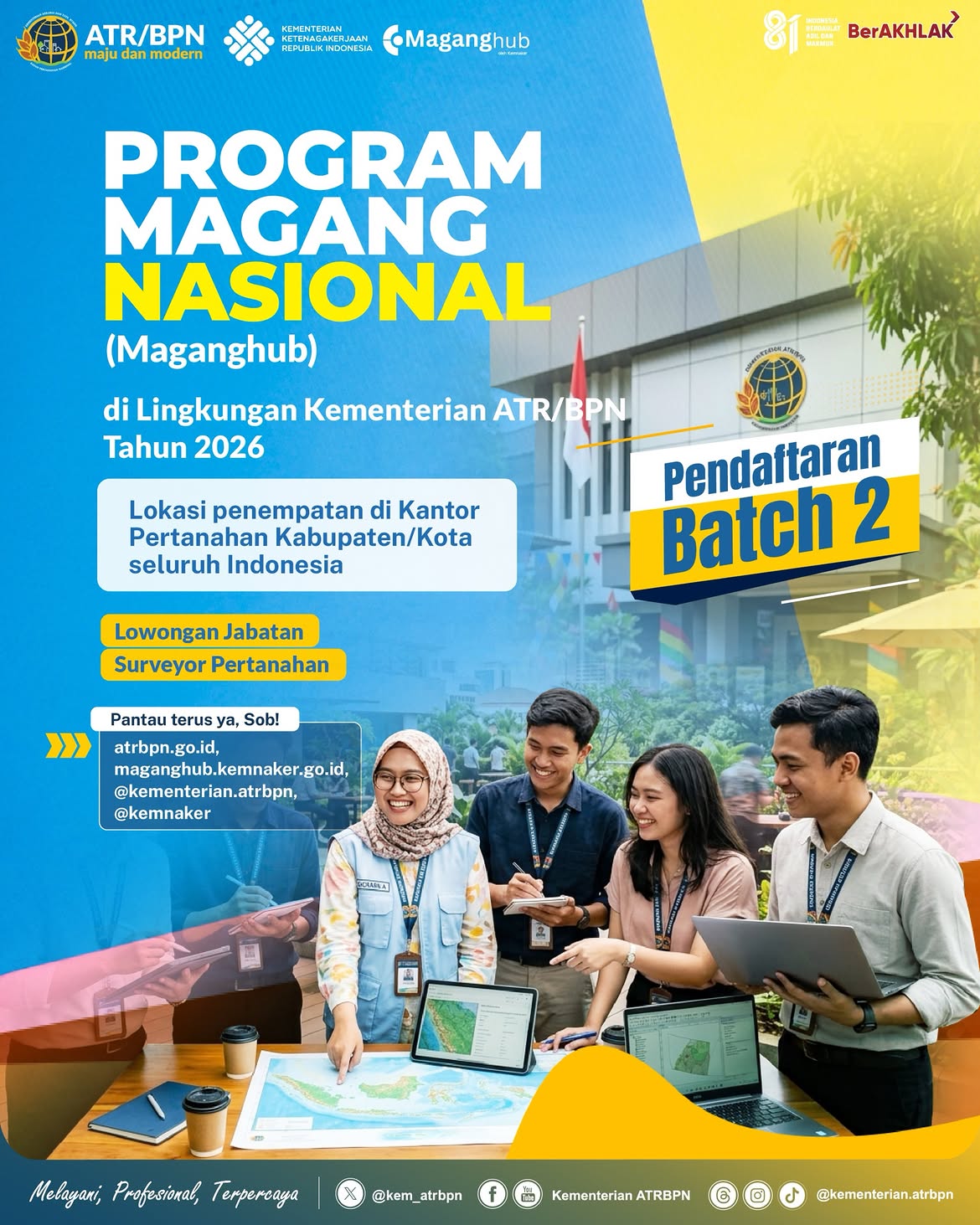 Halo #SobATRBPN! Kamu mau cari pengalaman kerja sekaligus upgrade skill langsung di Kementerian ATR/BPN? Ini saatnya!