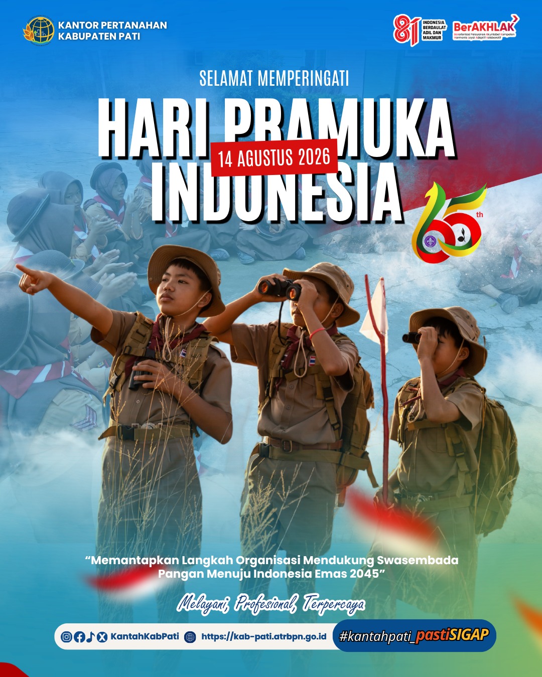 Selamat Memperingati Hari Pramuka ke-65 🇮🇩 14 Agustus 2026