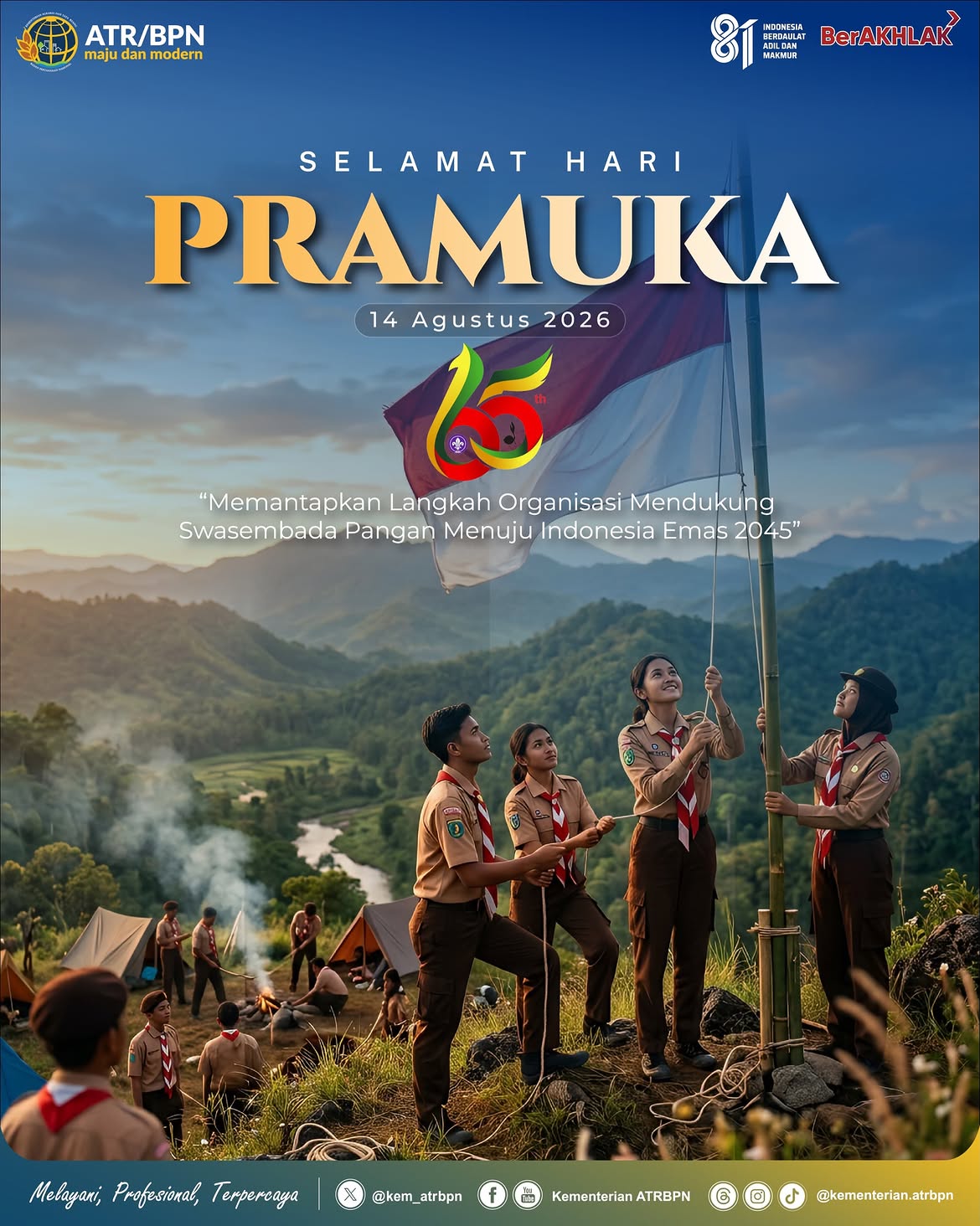 Segenap jajaran Kementerian ATR/BPN mengucapkan Selamat Memperingati Hari Pramuka.