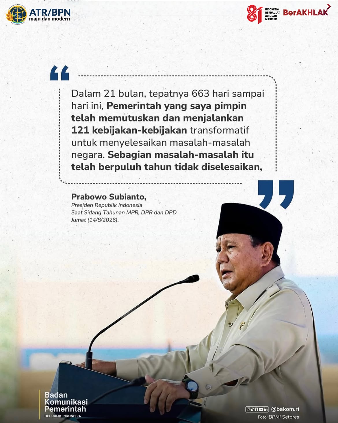 Halo #SobATRBPN! Masih dalam rangkaian acara peringatan Hari Ulang Tahun Republik Indonesia