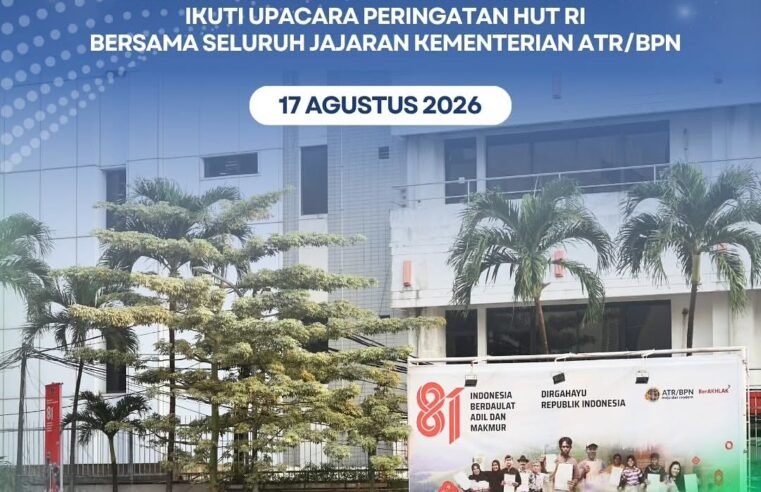 Direktur Jenderal Penataan Agraria beserta jajaran Direktorat Jenderal Penataan Agraria mengikuti Upacara Peringatan Hari Kemerdekaan Republik Indonesia ke-81 yang diselenggarakan di lapangan Kementerian ATR/BPN