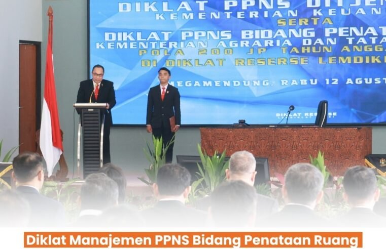 Diklat Manajemen PPNS Bidang Penataan Ruang Kementerian ATR/BPN Tahun Anggaran 2026 dengan Pola 200 Jam Pelajaran (JP) resmi dibuka di Pusat Pendidikan dan Pelatihan Reserse Lemdiklat Polri, Megamendung, Bogor