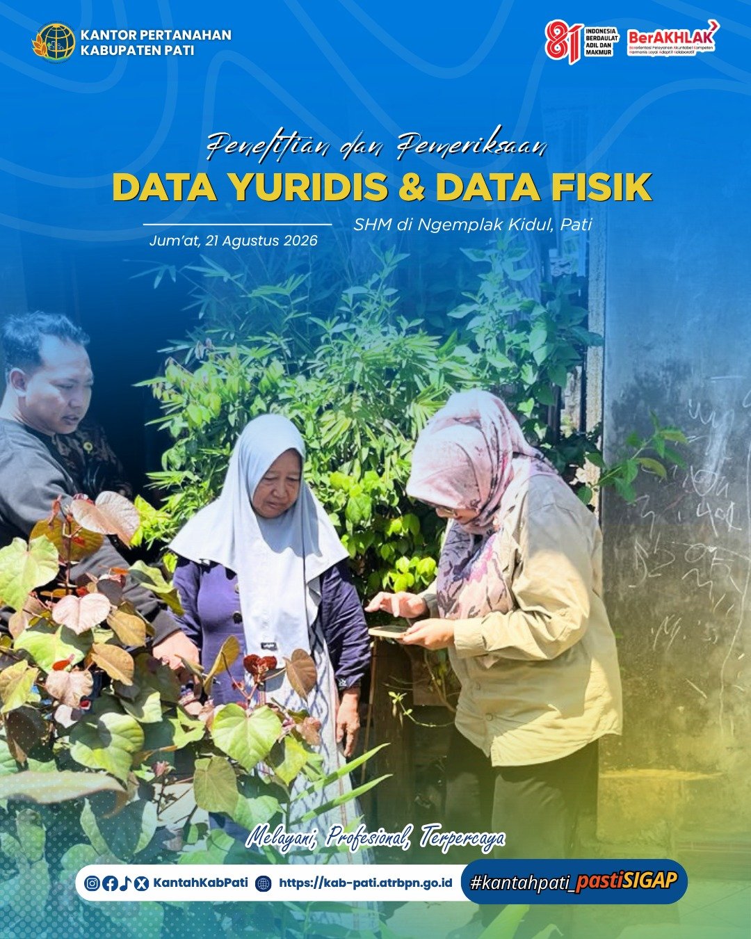 Kantah Pati Laksanakan Penelitian dan Pemeriksaan Data Yuridis serta Data Fisik SHM di Ngemplak Kidul