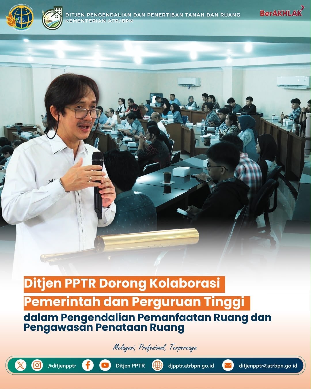 Direktorat Jenderal Pengendalian dan Penertiban Tanah dan Ruang (PPTR) melalui Direktorat Pengendalian Pemanfaatan Ruang menyelenggarakan Kuliah Umum Pengendalian Pemanfaatan Ruang dan Pengawasan Penataan Ruang di Sekolah Pascasarjana Universitas Sumatera Utara (USU), Medan