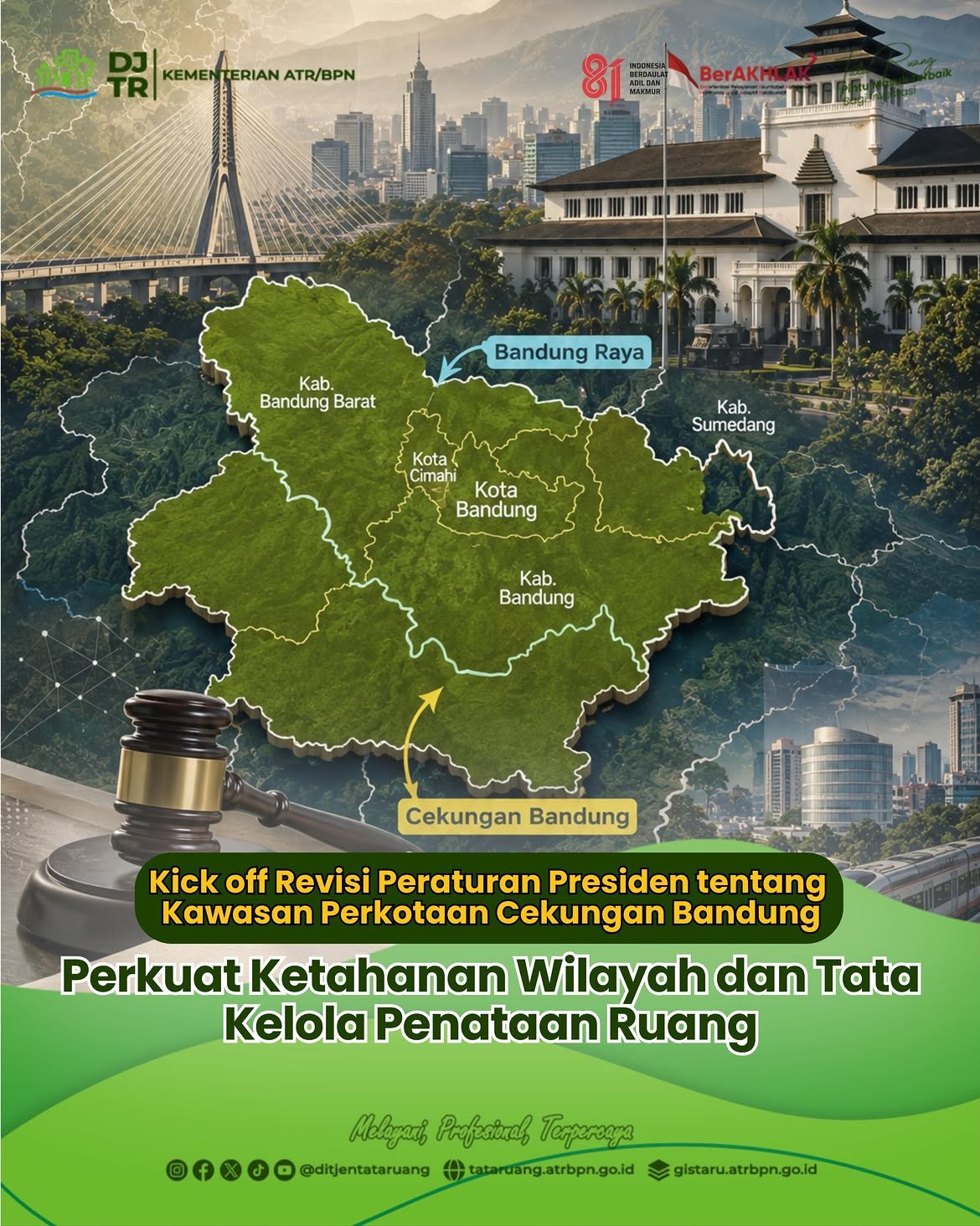 Direktorat Jenderal Tata Ruang Kementerian Agraria dan Tata Ruang/Badan Pertanahan Nasional (ATR/BPN) menggelar kegiatan pembahasan revisi Peraturan Presiden (Perpres) Nomor 45 Tahun 2018 tentang Rencana Tata Ruang Kawasan Strategis Nasional (RTR KSN) Kawasan Perkotaan Cekungan Bandung
