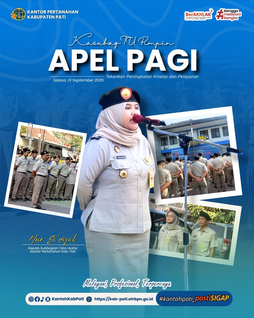 Kepala Subbagian Kantor Pertanahan Kabupaten Pati memimpin Apel Pagi