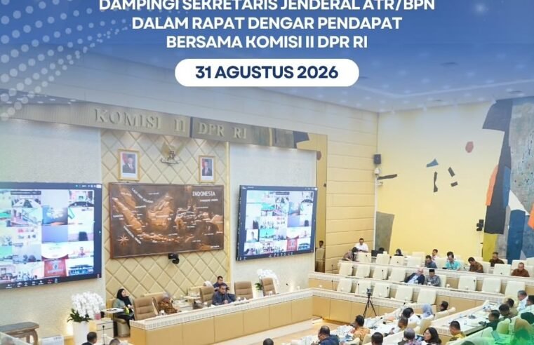 Direktur Jenderal Penataan Agraria, Embun Sari mendampingi Sekretaris Jenderal Kementerian Agraria dan Tata Ruang/Badan Pertanahan Nasional dalam Rapat Dengar Pendapat bersama Komisi II Dewan Perwakilan Rakyat Republik Indonesia, pada Senin (31/08/2026). Rapat ini dipimpin oleh Wakil Ketua Komisi II DPR RI, Dede Yusuf yang didampingi oleh Aria Bima.
