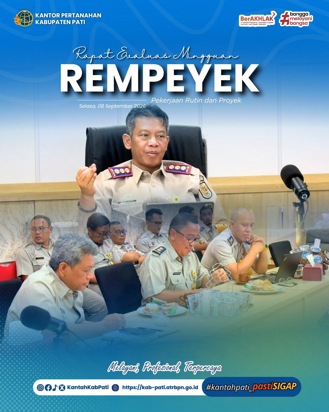 Kantor Pertanahan Kabupaten Pati menggelar Rapat Evaluasi Mingguan Pekerjaan Rutin dan Proyek (REMPEYEK)