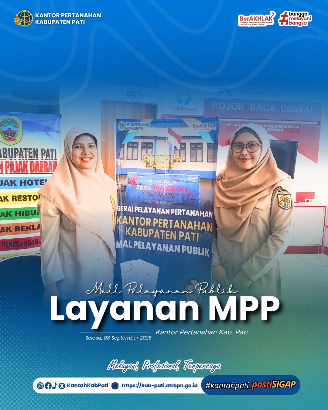 Kantor Pertanahan Kabupaten Pati terus berkomitmen meningkatkan kualitas pelayanan kepada masyarakat melalui penyediaan layanan pertanahan di Loket Mall Pelayanan Publik (MPP) Kabupaten Pati