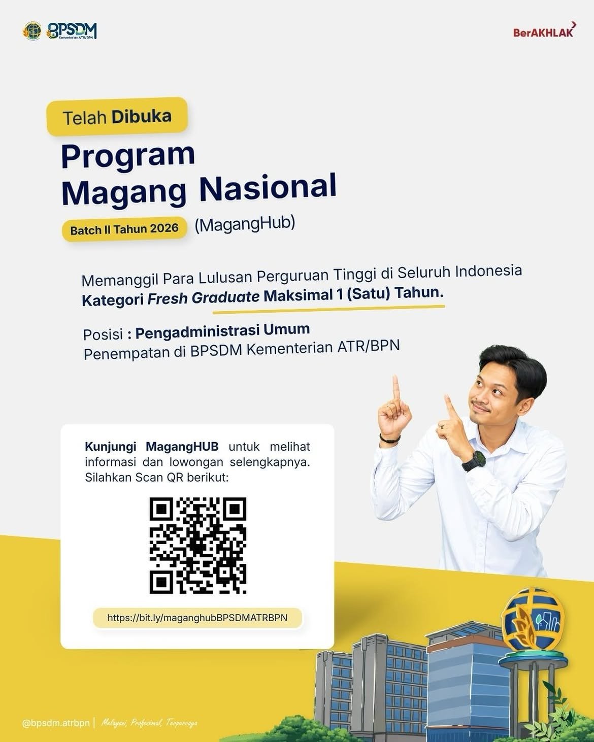 Hai #SobatBPSDMSaatnya Talenta Muda Berkarya di BPSDM Kementerian ATR/BPN!Kabar baik untuk kamu, Lulusan Perguruan Tinggi di Seluruh Indonesia 🎓✨