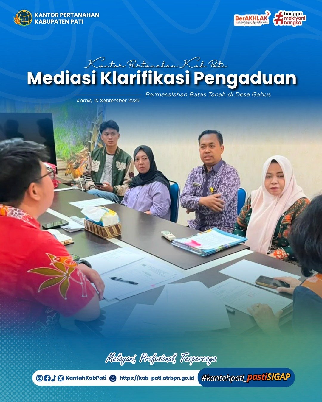 Kantor Pertanahan Kabupaten Pati Gelar Mediasi Klarifikasi Pengaduan Permasalahan Batas Tanah di Desa Gabus