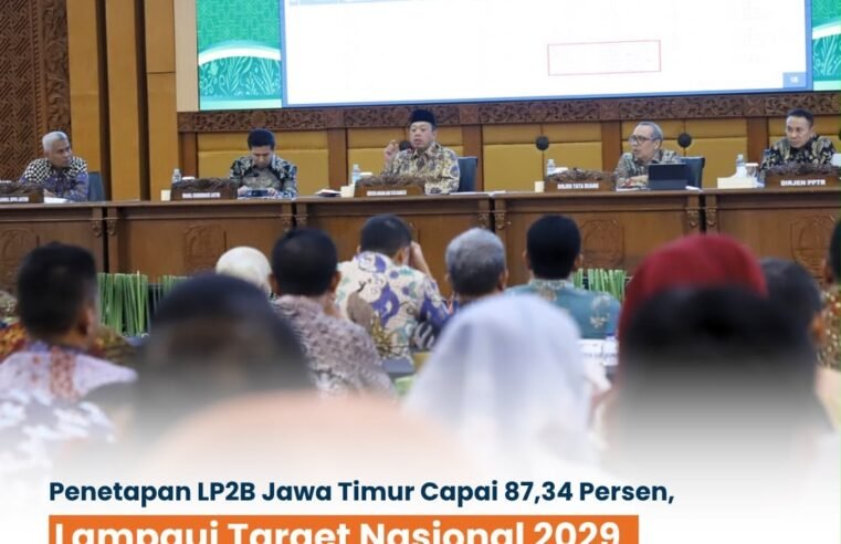 SobatPPTR, Penetapan Lahan Pertanian Pangan Berkelanjutan (LP2B) di Jawa Timur telah mencapai 87,34 persen dari Lahan Baku Sawah (LBS), melampaui target nasional 87 persen untuk 2029
