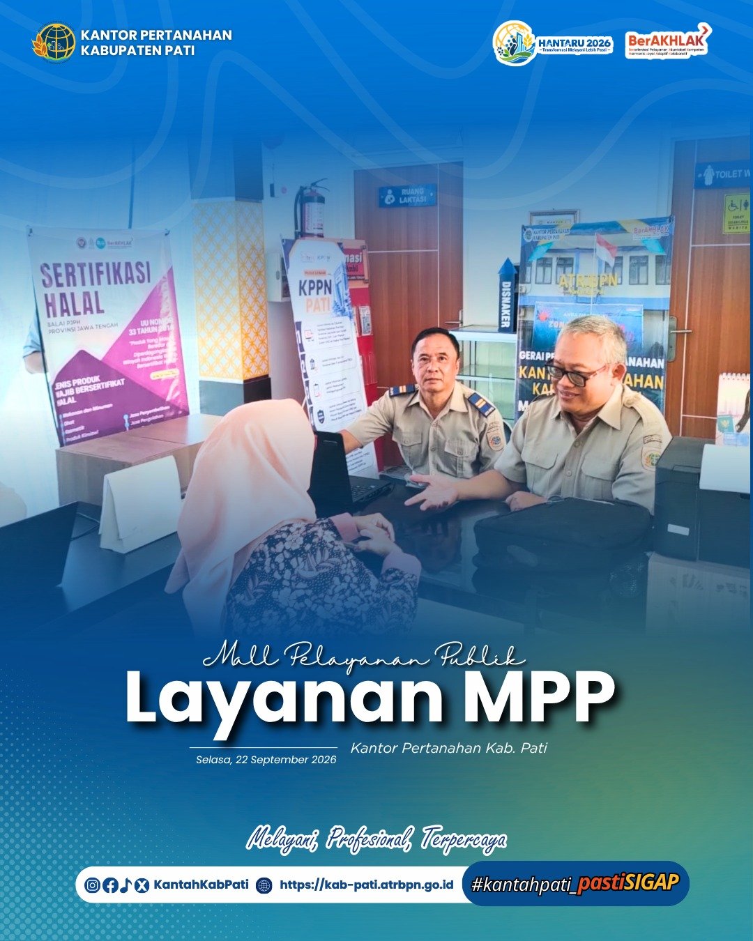 Kantor Pertanahan Kabupaten Pati terus berkomitmen meningkatkan kualitas pelayanan kepada masyarakat melalui penyediaan layanan pertanahan di Loket Mall Pelayanan Publik (MPP) Kabupaten Pati