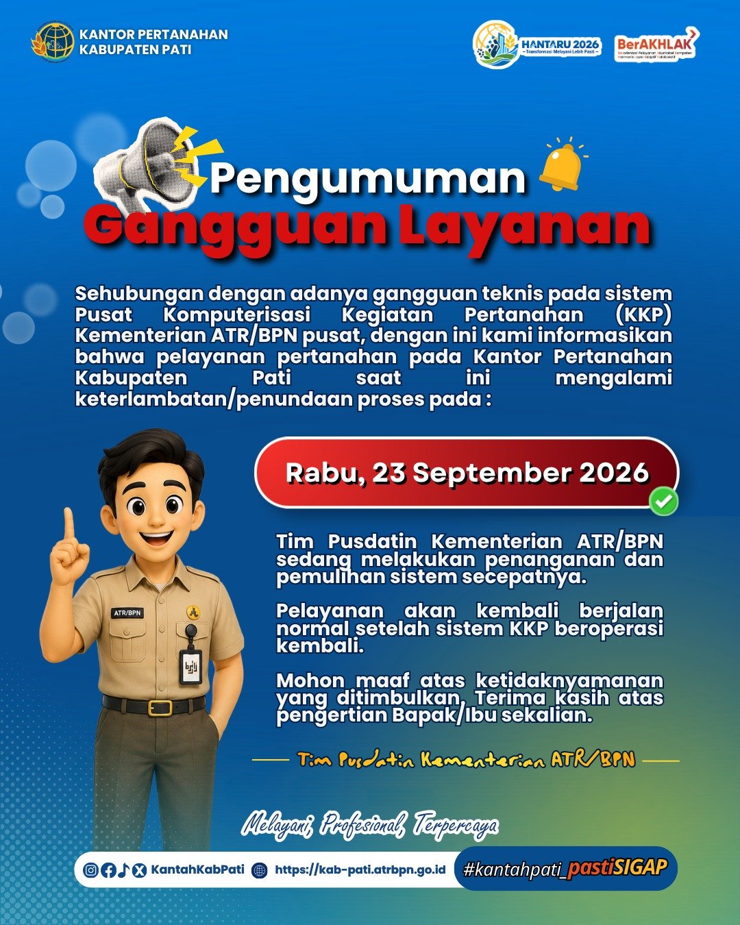 PENGUMUMAN GANGGUAN LAYANAN KKP