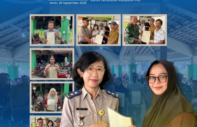 Peringati HANTARU ke-66, Kantor Pertanahan Kabupaten Pati Bagikan 300 Sertipikat Elektronik PTSL di Desa Gunungpanti