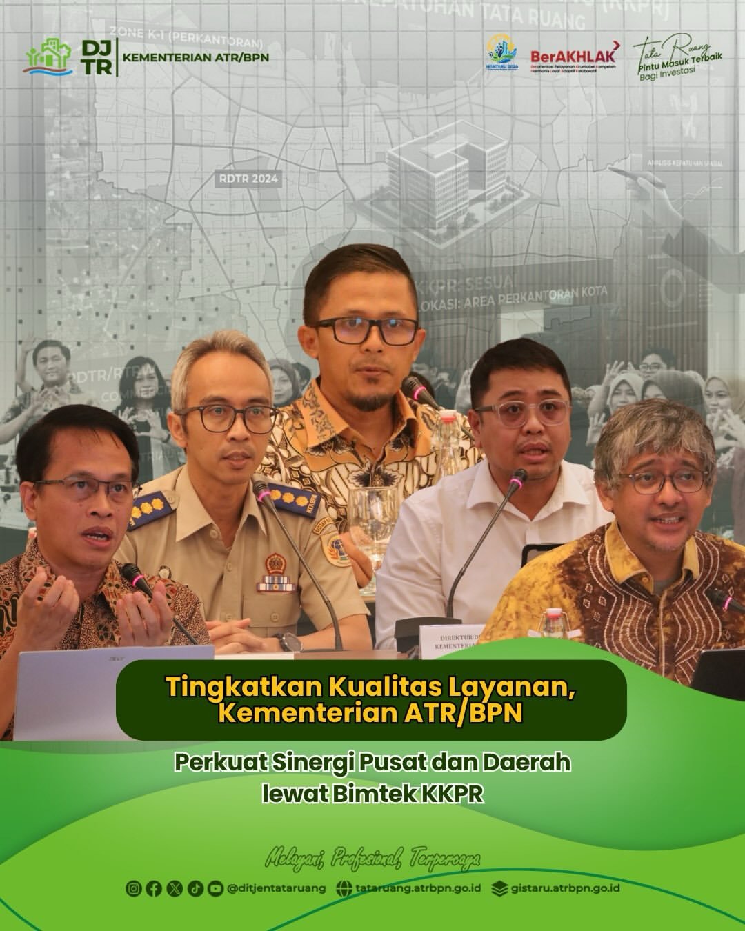 Direktorat Jenderal Tata Ruang, Kementerian Agraria dan Tata Ruang/Badan Pertanahan Nasional (ATR/BPN) menyelenggarakan Bimbingan Teknis (Bimtek) Penguatan Layanan Pelaksanaan Kesesuaian Kegiatan Pemanfaatan Ruang (KKPR) di Jakarta