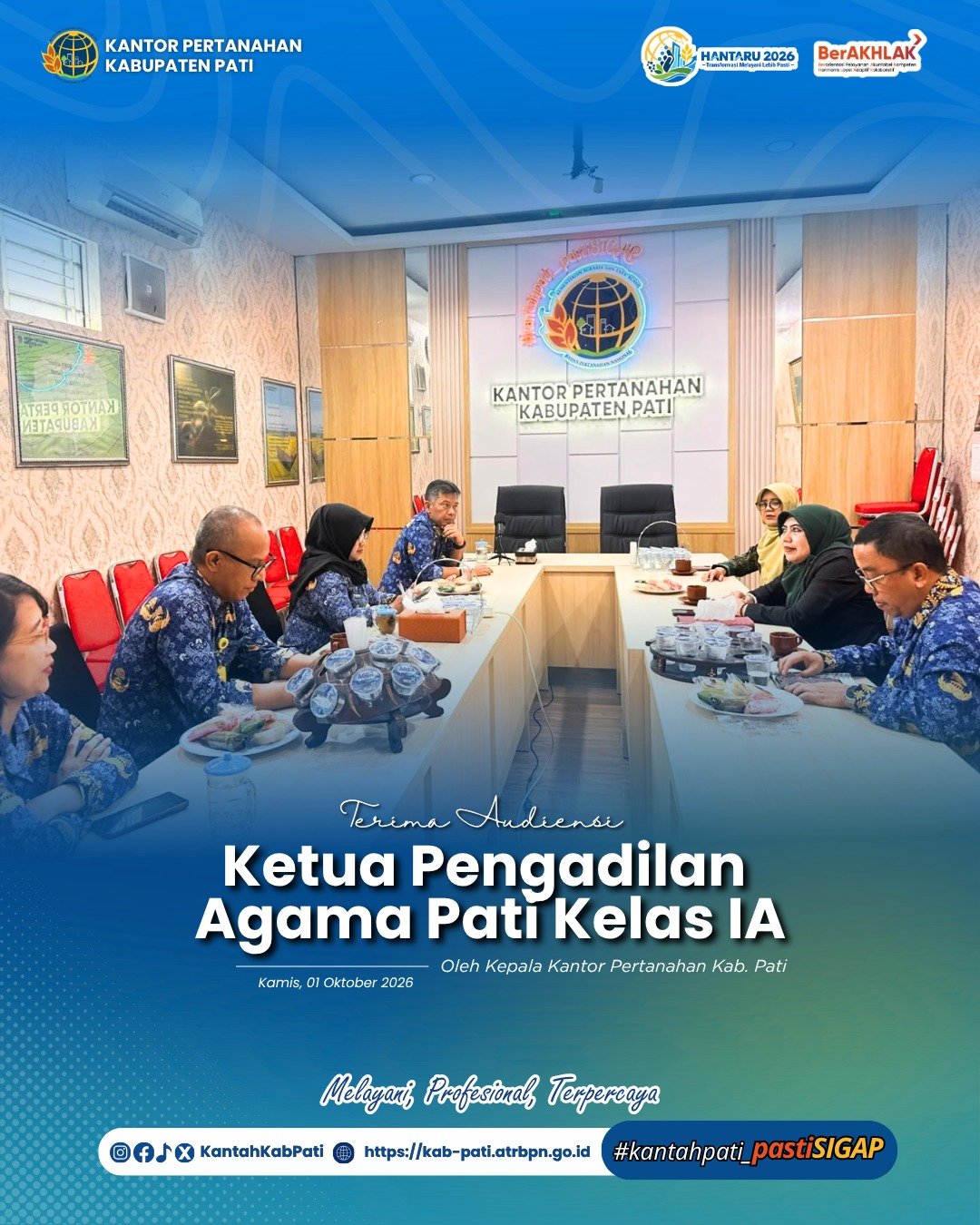 Kepala Kantor Pertanahan Kabupaten Pati Terima Audiensi Ketua Pengadilan Agama Pati Kelas IA