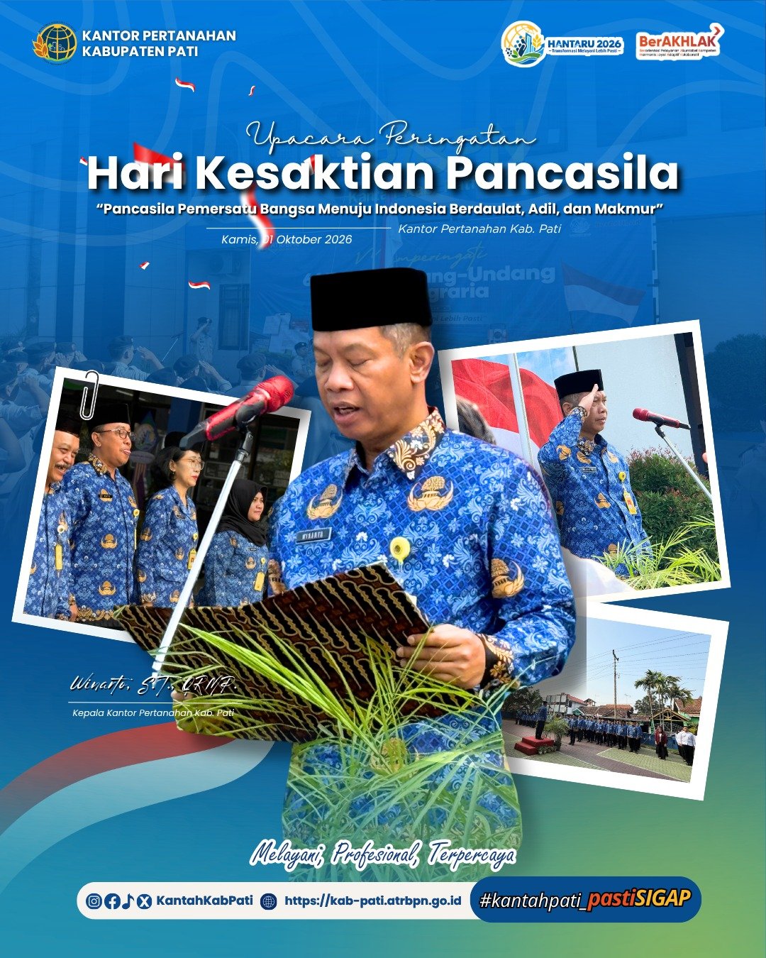 Kantor Pertanahan Kabupaten Pati melaksanakan Upacara Peringatan Hari Kesaktian Pancasila Tahun 2026 pada Kamis