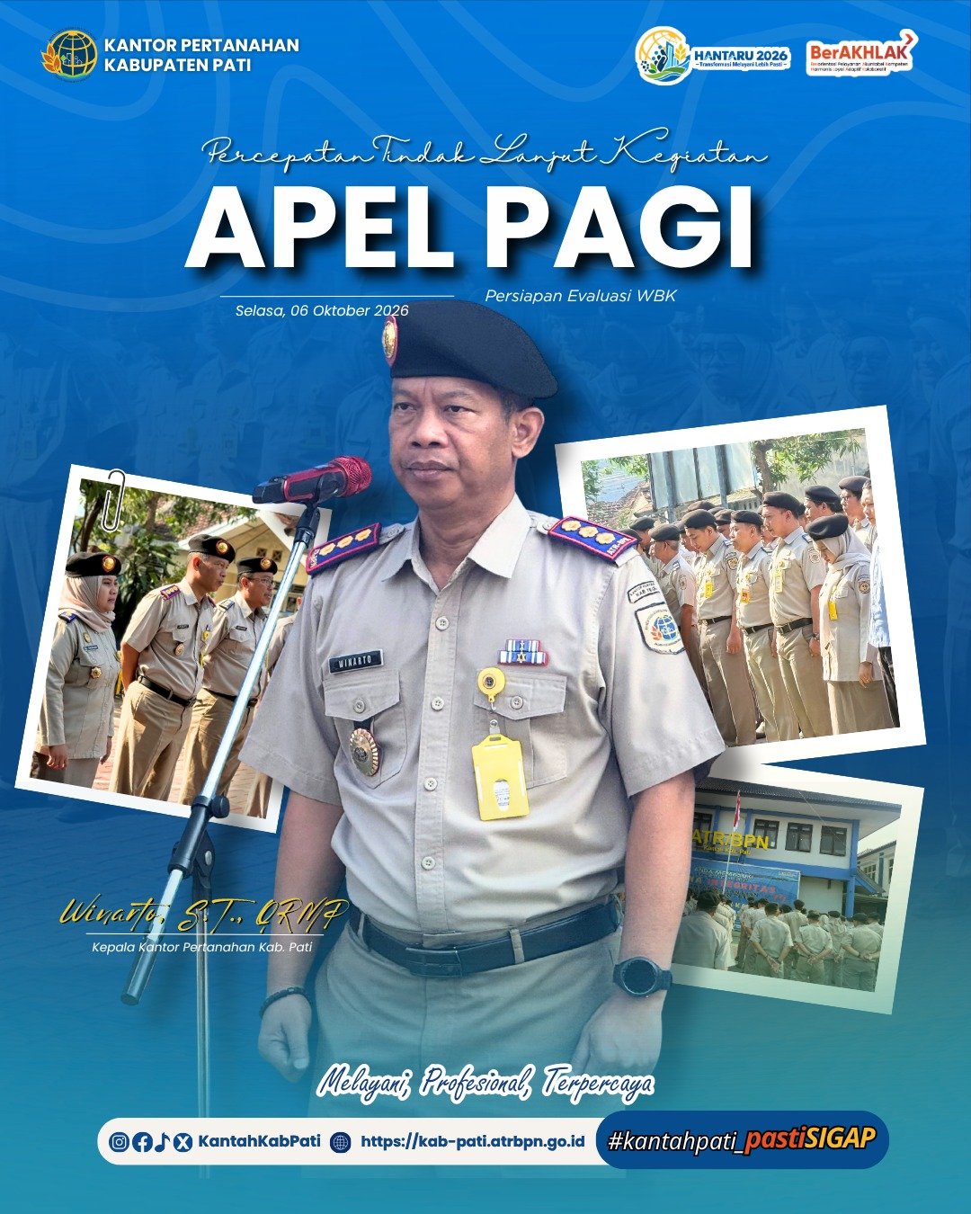 Apel Rutin, Kepala Kantor Pertanahan Kabupaten Pati Tekankan Percepatan Tindak Lanjut Kegiatan dan Persiapan Evaluasi WBK