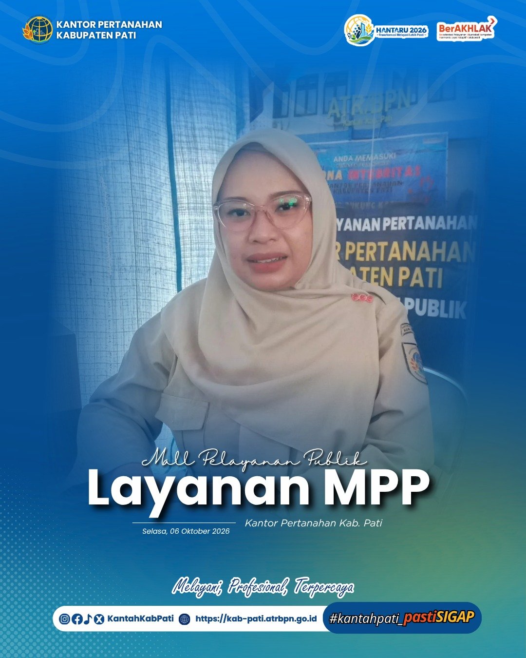 Kantor Pertanahan Kabupaten Pati terus berkomitmen meningkatkan kualitas pelayanan kepada masyarakat melalui penyediaan layanan pertanahan di Loket Mall Pelayanan Publik (MPP) Kabupaten Pati