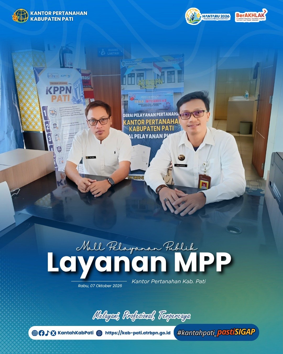 Kantor Pertanahan Kabupaten Pati terus berkomitmen meningkatkan kualitas pelayanan kepada masyarakat melalui penyediaan layanan pertanahan di Loket Mall Pelayanan Publik (MPP) Kabupaten Pati