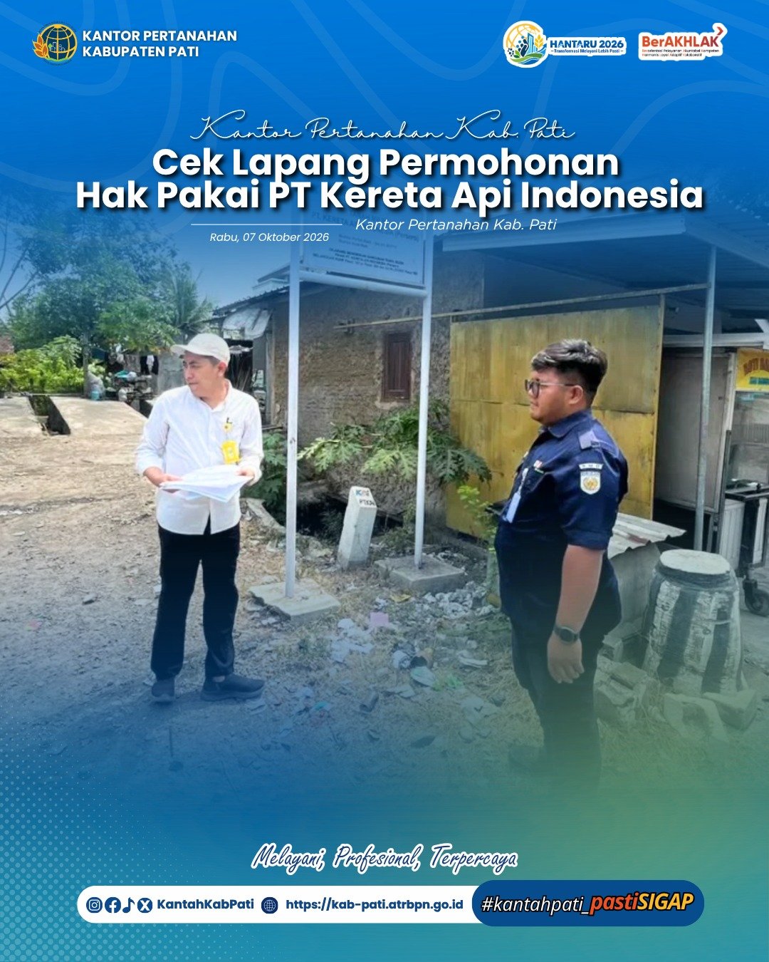 Kantor Pertanahan Kabupaten Pati Laksanakan Cek Lapang Permohonan Hak Pakai PT Kereta Api Indonesia di Desa Sambiroto