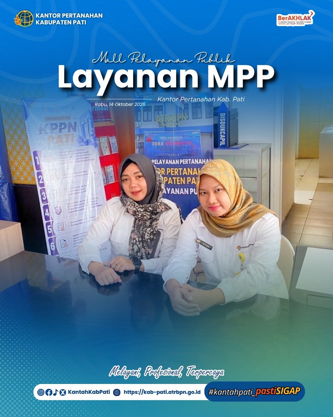 Kantor Pertanahan Kabupaten Pati terus berkomitmen meningkatkan kualitas pelayanan kepada masyarakat melalui penyediaan layanan pertanahan di Loket Mall Pelayanan Publik (MPP)