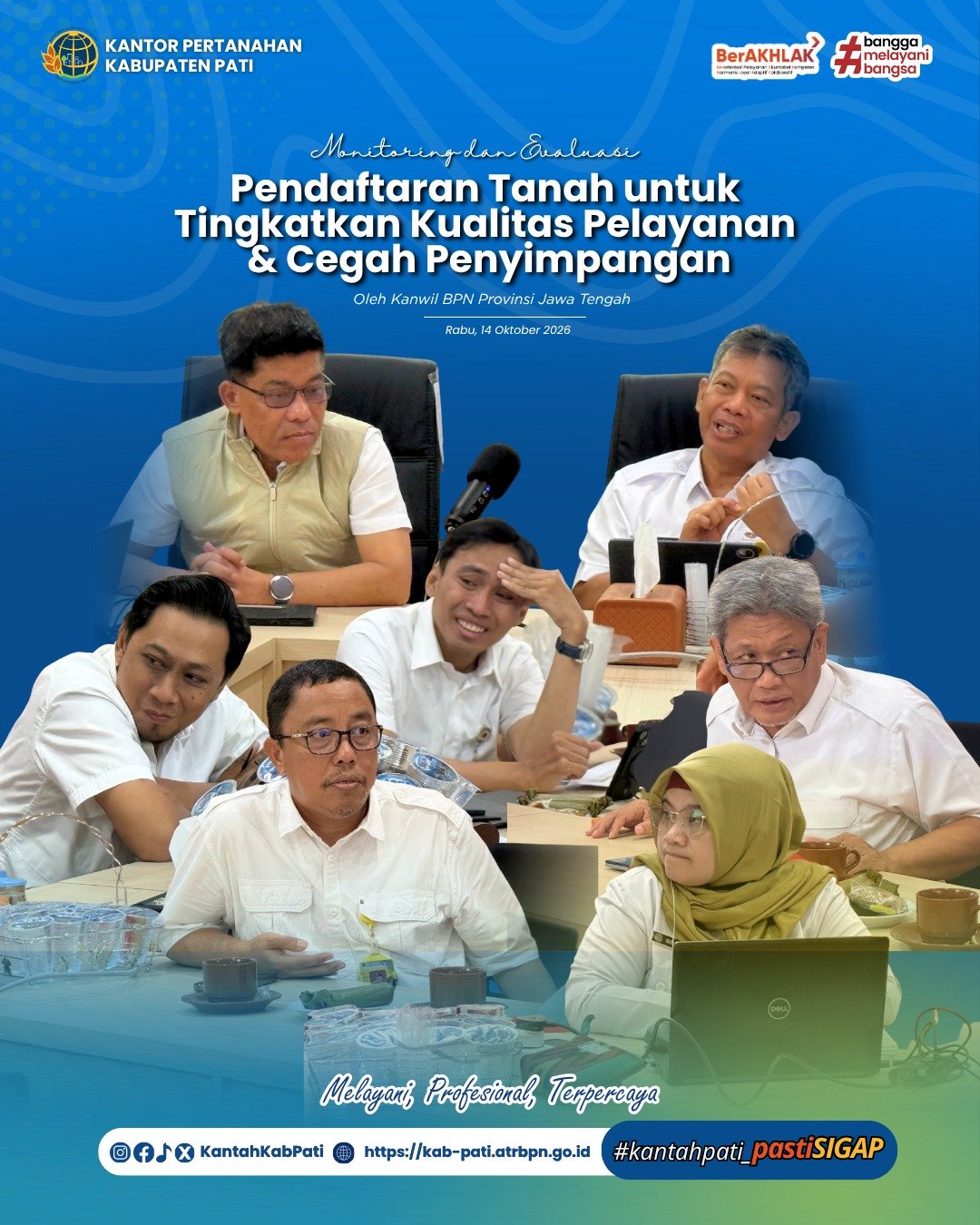 Kantor Wilayah BPN Provinsi Jawa Tengah Laksanakan Monitoring dan Evaluasi Pendaftaran Tanah di Kantor Pertanahan Kabupaten Pati