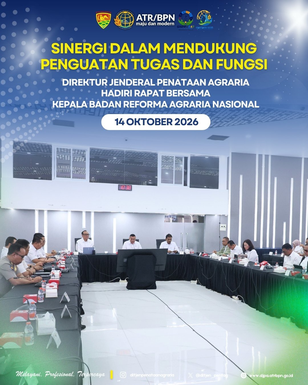Direktur Jenderal Penataan Agraria, Embun Sari bersama jajaran menghadiri Rapat Tindak Lanjut Pembentukan Badan Reforma Agraria Nasional yang dilaksanakan di Aula Prona