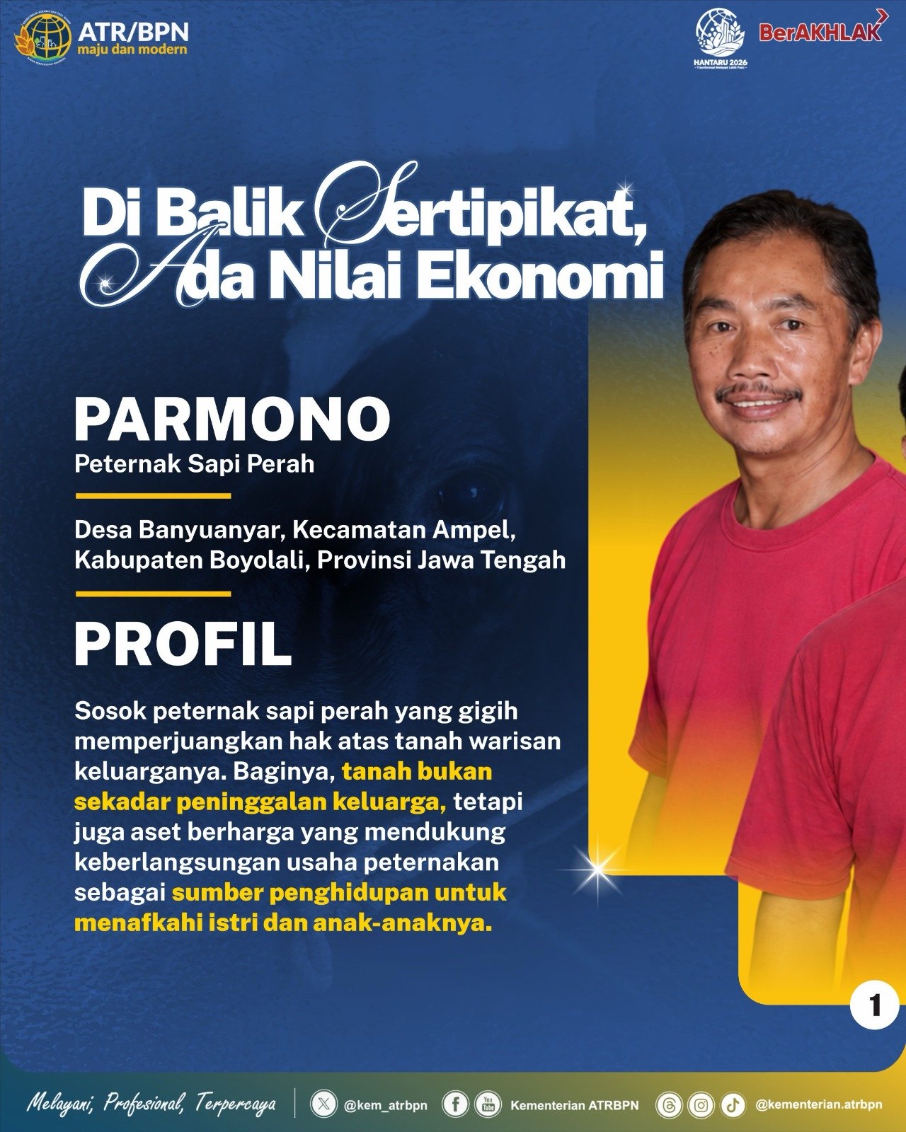 Halo #SobATRBPN! Lebih dari sekadar bukti kepemilikan yang sah, sertipikat tanah memberikan kepastian hukum, rasa aman, dan harapan bagi masa depan keluarga.
