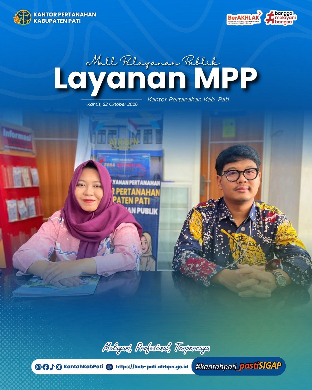 Kantor Pertanahan Kabupaten Pati terus berkomitmen meningkatkan kualitas pelayanan kepada masyarakat melalui penyediaan layanan pertanahan di Loket Mall Pelayanan Publik (MPP) Kabupaten Pati