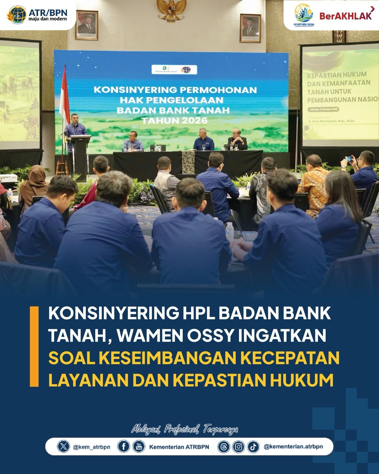 Halo #SobATRBPN, Ketersediaan tanah yang kini dikelola oleh Badan Bank Tanah adalah salah satu landasan penting dalam mendukung pelaksanaan Reforma Agraria. Oleh karena itu, penyelesaian permohonan Hak Pengelolaan (HPL) Badan Bank Tanah menjadi perhatian Kementerian Agraria dan Tata Ruang/Badan Pertanahan Nasional (ATR/BPN)