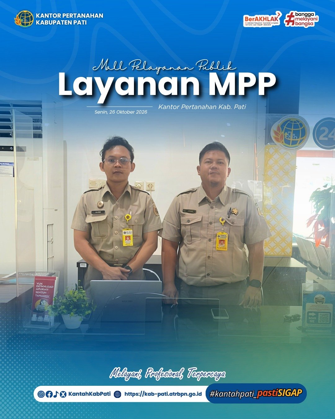 Kantor Pertanahan Kabupaten Pati terus berkomitmen meningkatkan kualitas pelayanan kepada masyarakat melalui penyediaan layanan pertanahan di Loket Mall Pelayanan Publik (MPP) Kabupaten Pati