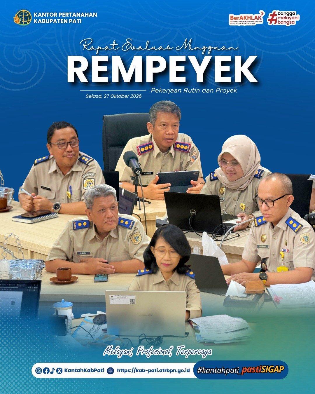 Kantor Pertanahan Kabupaten Pati menggelar Rapat Evaluasi Mingguan Pekerjaan Rutin dan Proyek (REMPEYEK)