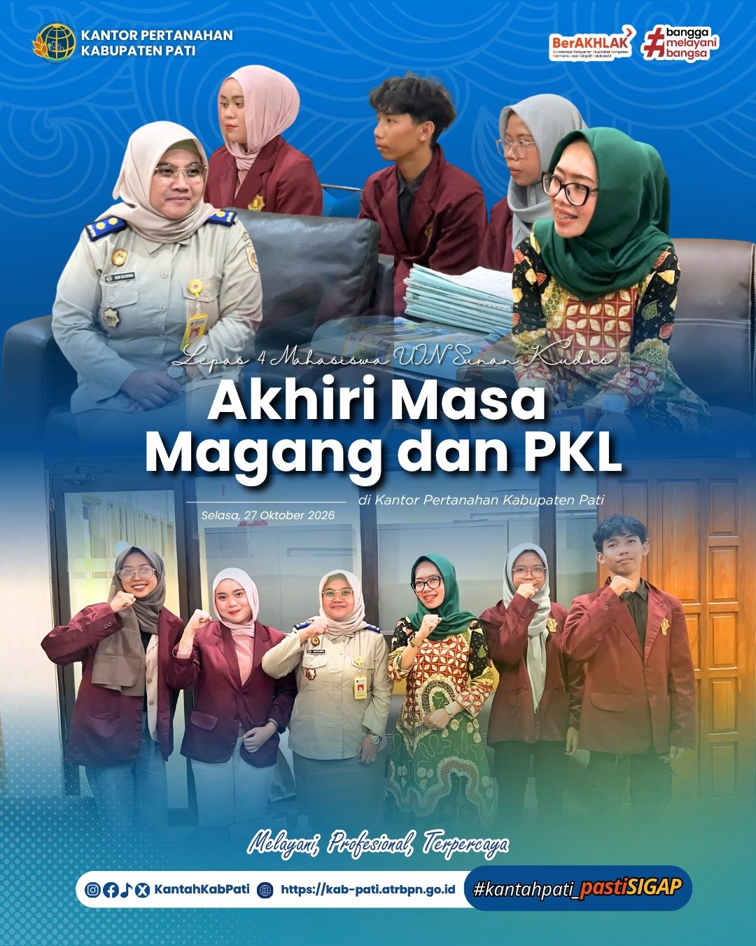 Akhiri Masa Magang dan PKL, Kantor Pertanahan Kabupaten Pati Lepas Empat Mahasiswa UIN