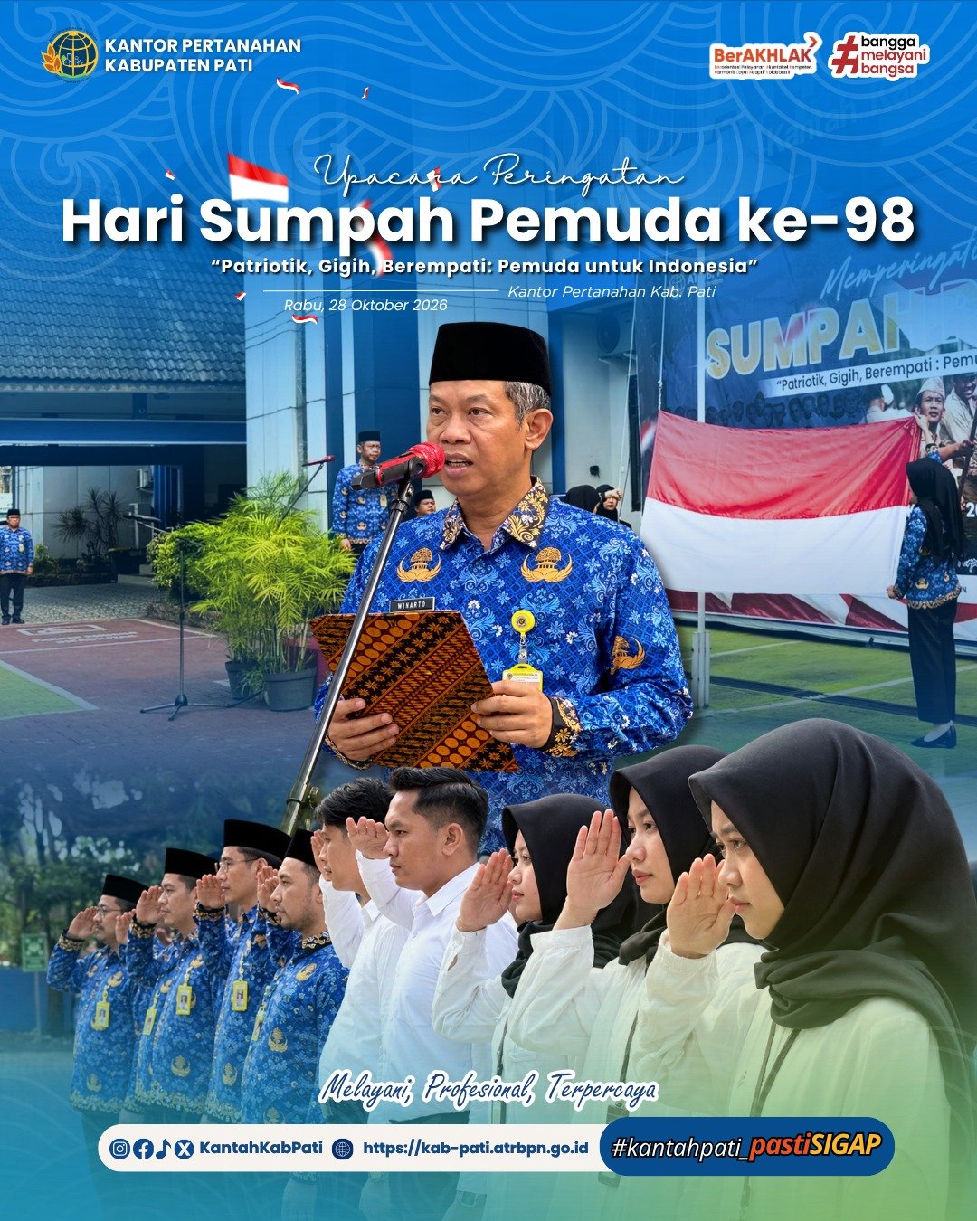 Kantor Pertanahan Kabupaten Pati melaksanakan Upacara Peringatan Hari Sumpah Pemuda ke-98 Tahun 2026