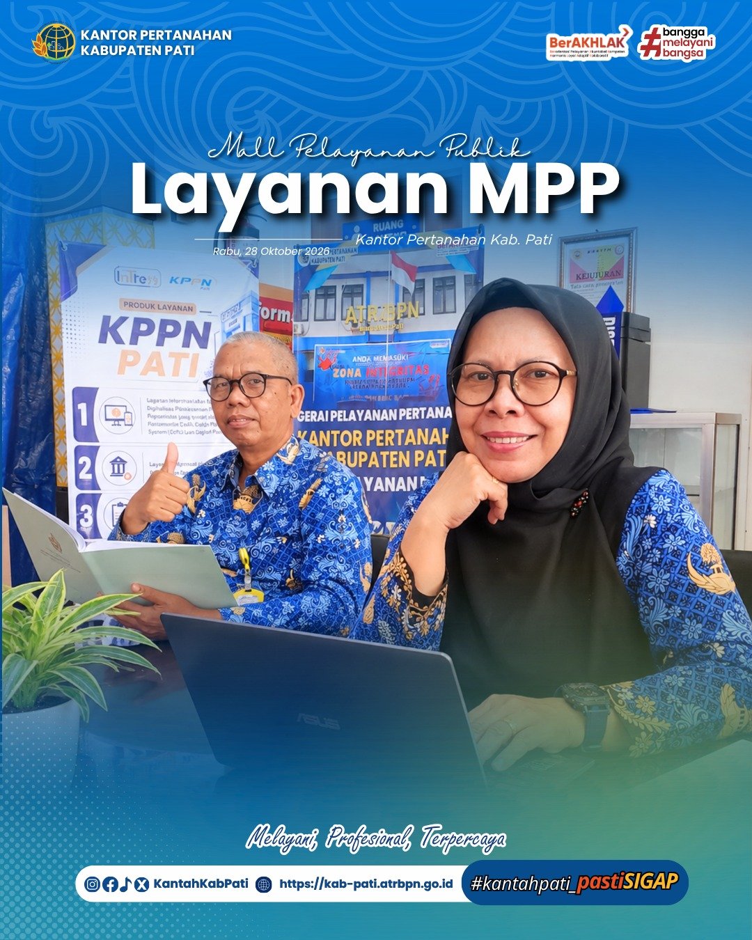 Kantor Pertanahan Kabupaten Pati terus berkomitmen meningkatkan kualitas pelayanan kepada masyarakat melalui penyediaan layanan pertanahan di Loket Mall Pelayanan Publik (MPP) Kabupaten Pati